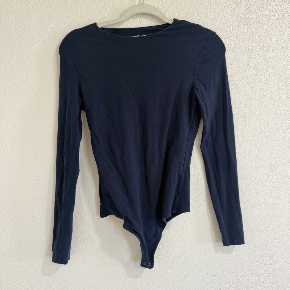 Abercrombie & Fitch Navy Blue Long Sleeve Seamless Crew Neck Bodysuit Size Small